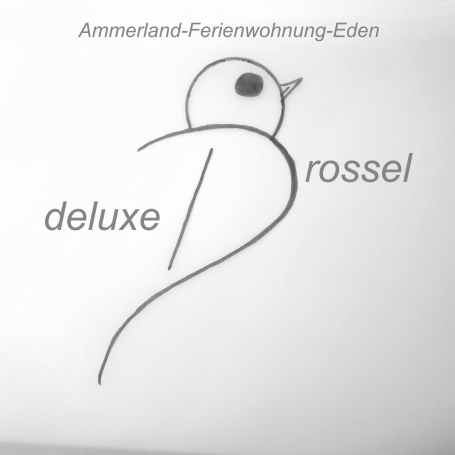 Gezeichnete Drossel mit Schriftzug "Drossel deluxe"
